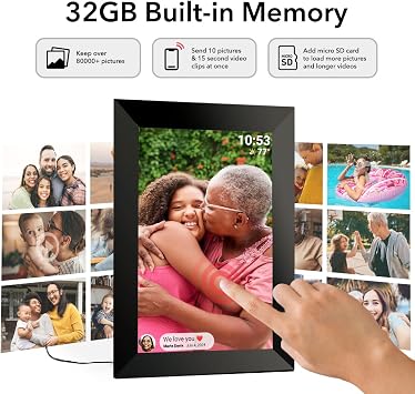 Frameo Digital Picture Frame Digital Photo Frame WiFi 32GB 10.1 inch Photo Frame 1280x800 HD IPS Touch Screen Auto-Rotat Built in 32GB Storage Share Moments Instantly via Frameo App from Anywhere