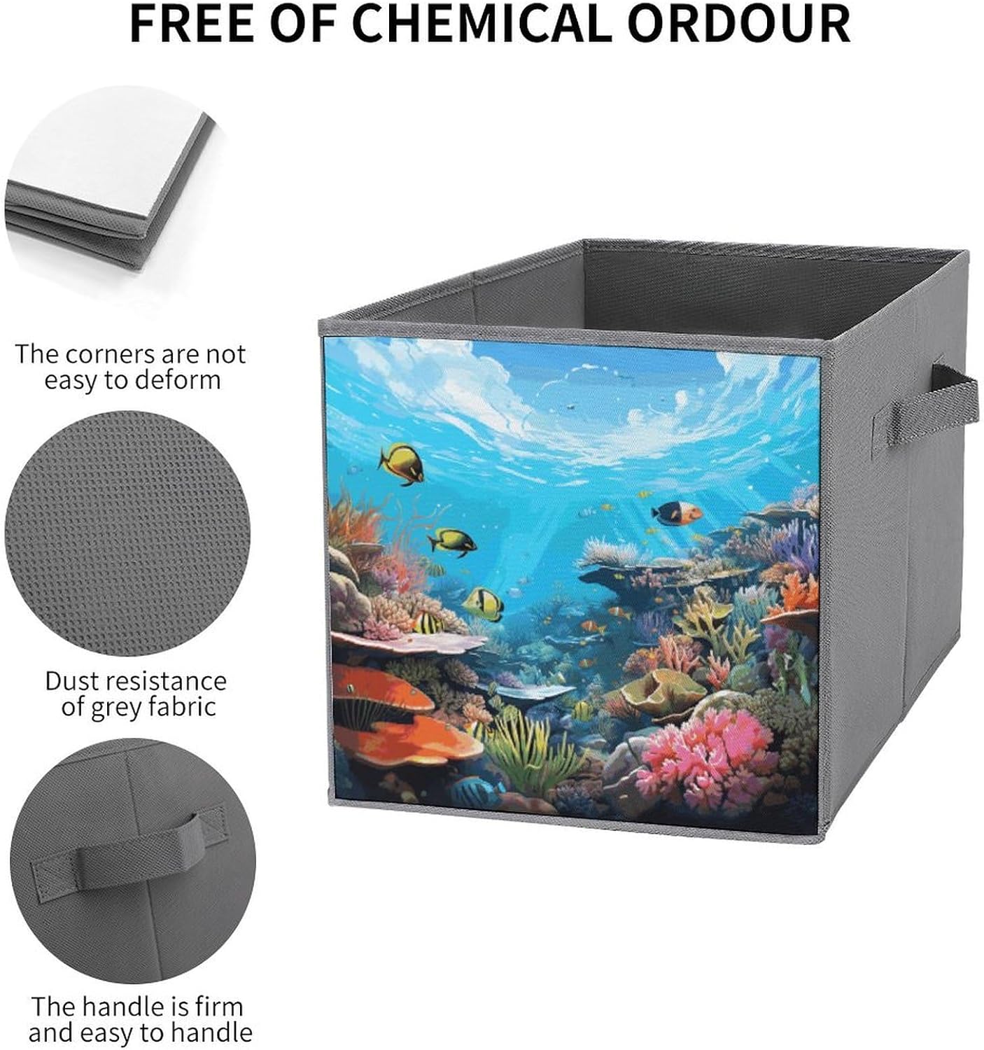 Ocean Scene Storage Cubes Set of 6 Storage Bins with Handles Collapsible Storage Basket Fabric Storage Box for Shelves Large Closet Shelf Organizer for Organization 11 Inch