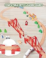 Vista 5 de Wooden Train Track Accessories Train Railway Accessories Double Suspension Train Bridge Toy Train Set for Toddlers 3-5 Train Tracks Compatible with
