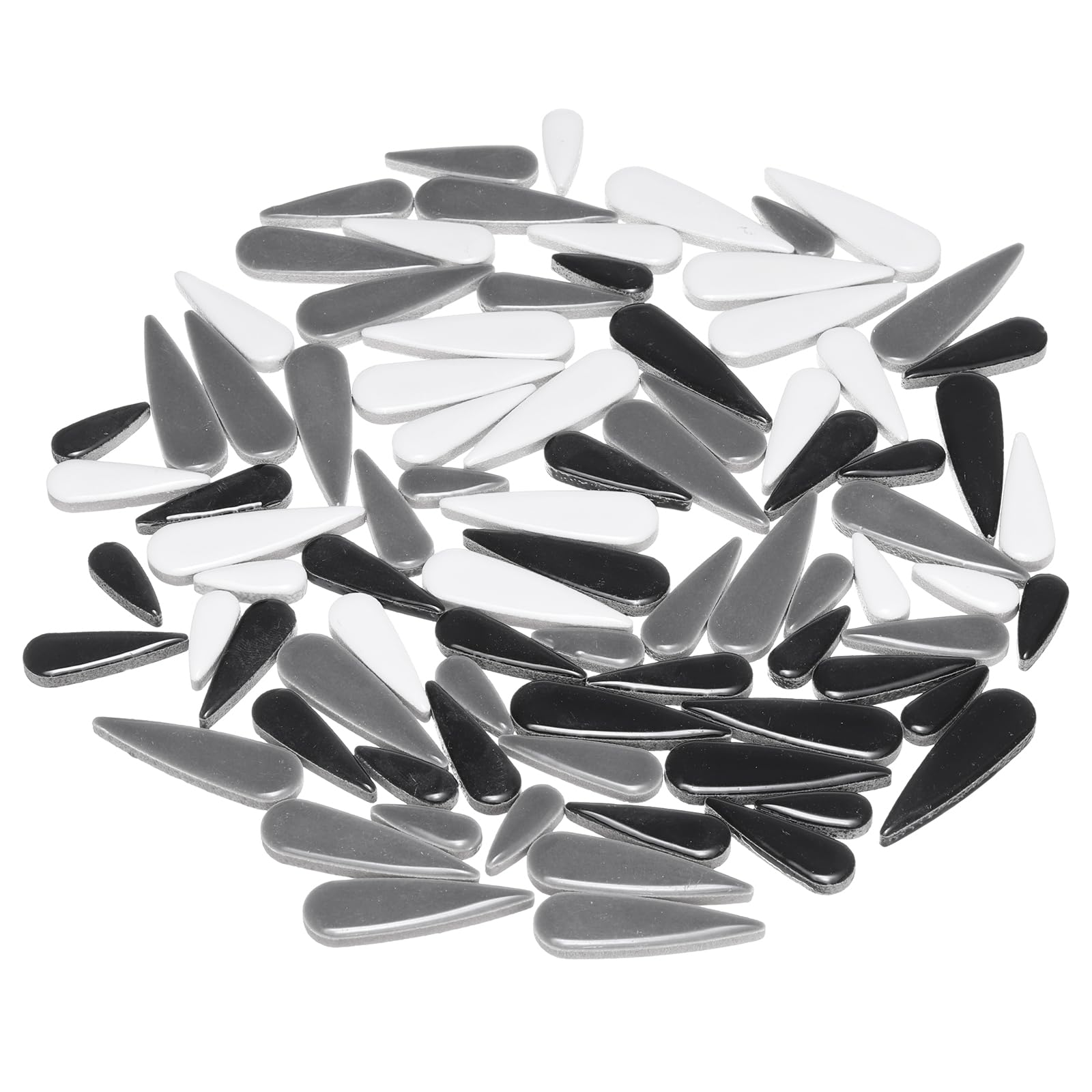 sourcing map Ceramic Mosaic Tiles, 500g Teardrop Flower Leaves Tiles Mosaic Blocks for Art Craft and Home Decorations, Black/White/Grey