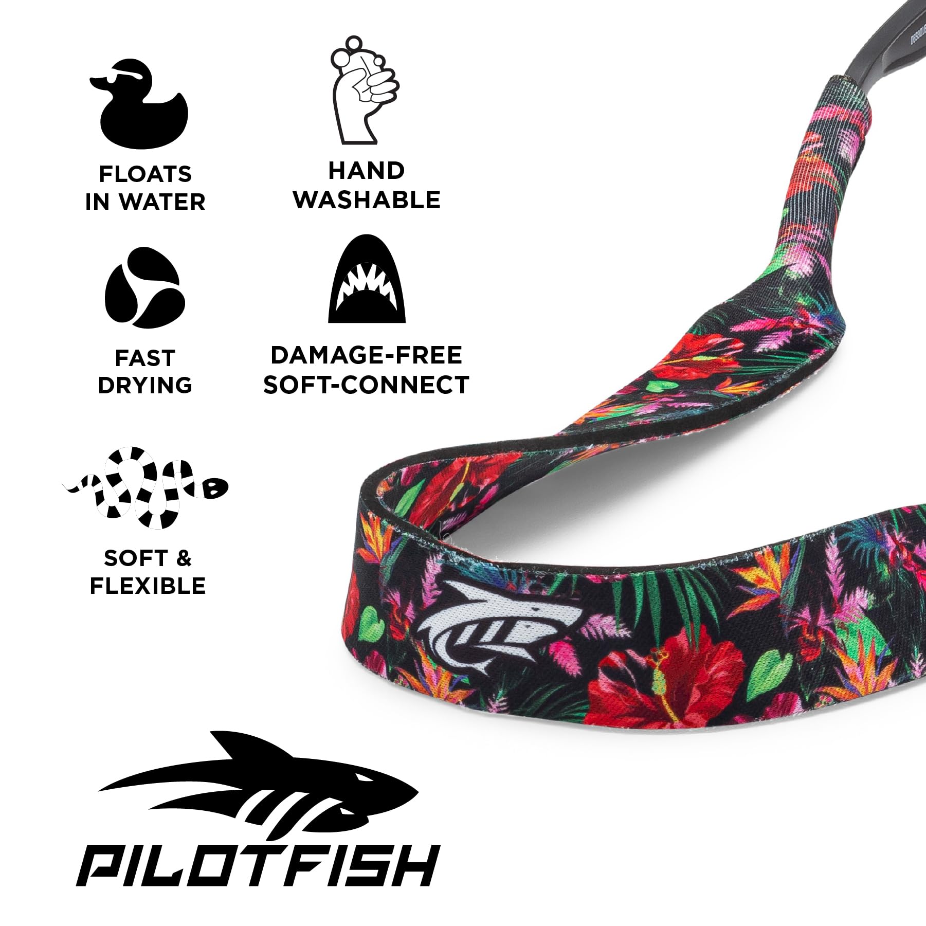Pilotfish Sonnenbrillenband aus Neopren für Männer und Frauen schwimmend | Brillenband weich, flexibel und stilvoll | Brillenkette für sicheren und komfortablen Halt