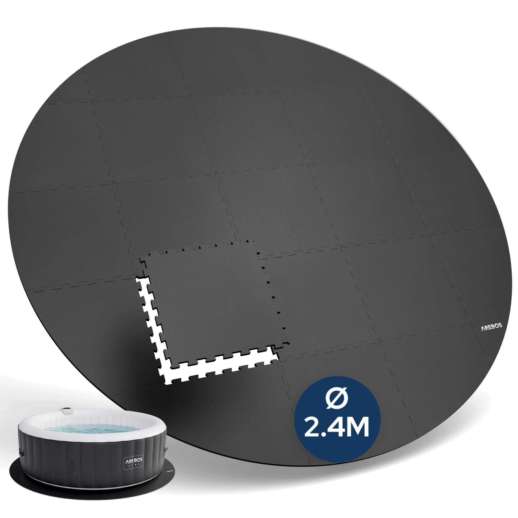 Arebos Esterilla Protectora Redonda Ø 200 cm para Piscina y SPA | Base EVA Tipo Puzzle para Whirlpool | Aislante y Antideslizante | Protección para spas Exteriores e hinchables