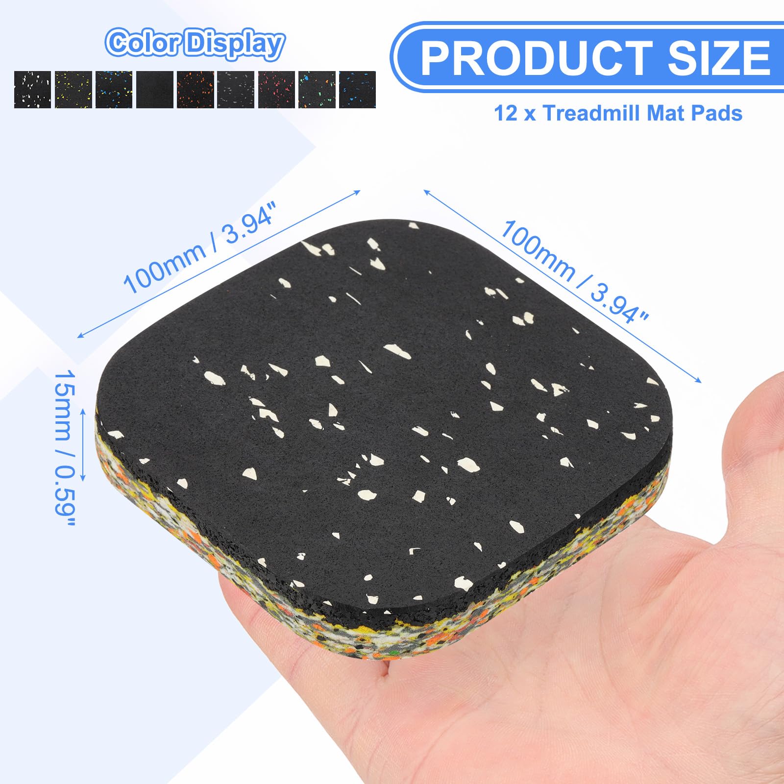 PATIKIL 12 Pcs Tappetini Per Tapis Roulant, 4x4x0.6" Schiuma Ad Alta Densità Antivibrante Tappetino Fonoassorbente Per Attrezzature Fitness Per Proteggere Il Pavimento Riduzione, Bianco