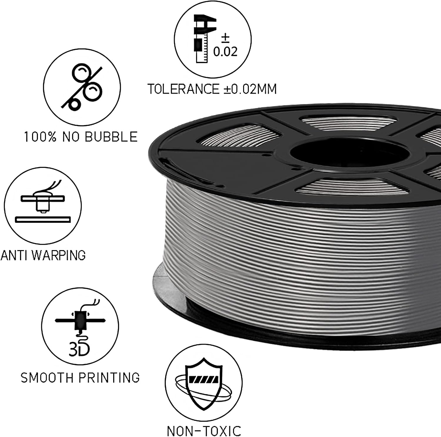 JAYO 3D Printer PLA Filament 1.75mm，Dimensional Accuracy +/- 0.02mm, 3D Printing Material fit for FDM Printers (PLA Gray)