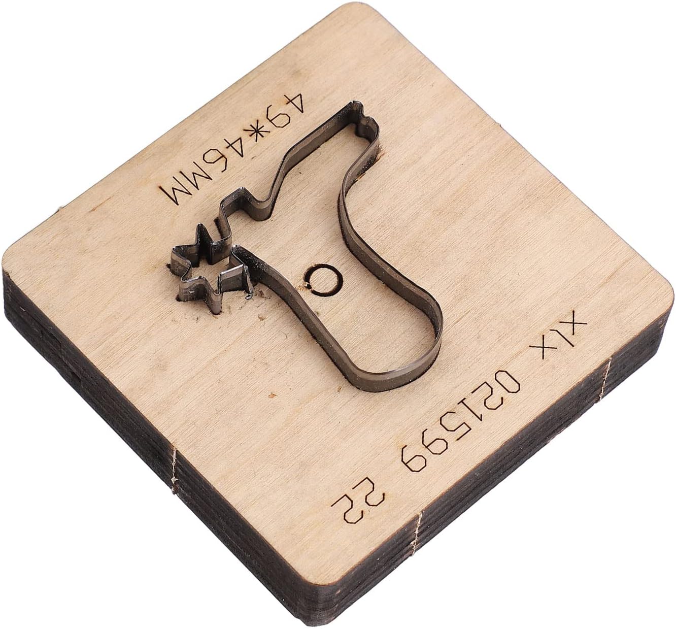 Shoe Shaped Leather Punching Die, Alloy Steel Hollow Punching Tool with Birch Base for Wallet Belt Crafting, Precision Leather Stamping Die for DIY Cardboard Rubber