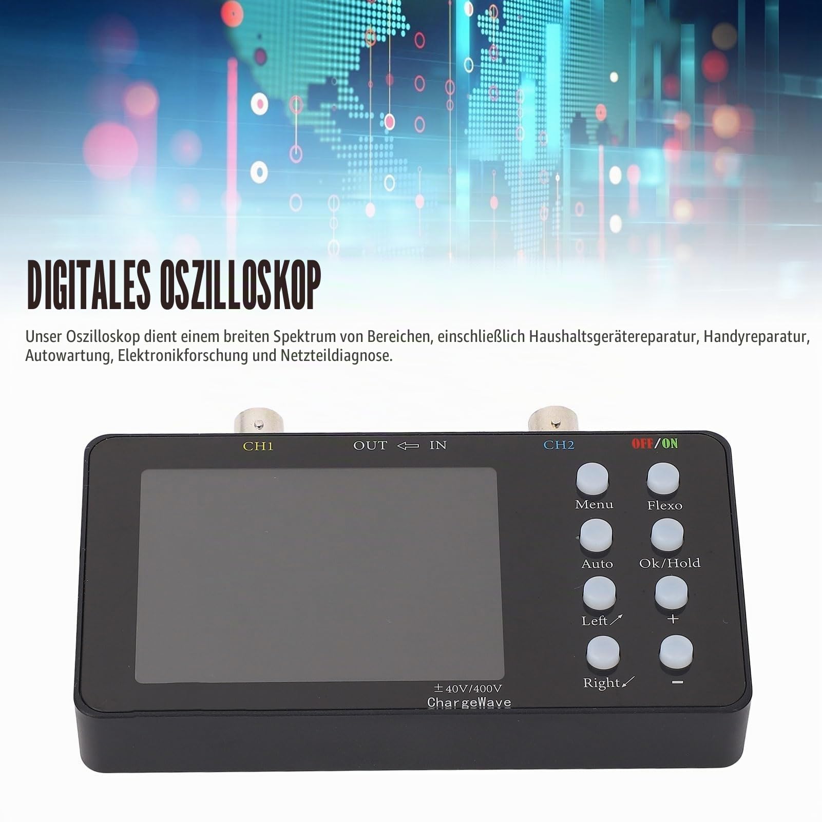 Digitales Oszilloskop, 2-in-1 Oszilloskop und Signalgenerator, 50 Ms/s Professional Handheld oszilloskop 2 kanal Digitaloszilloskop, mit 3,2-Zoll-LCD-Display für Reparatur der Elektronik Automobil