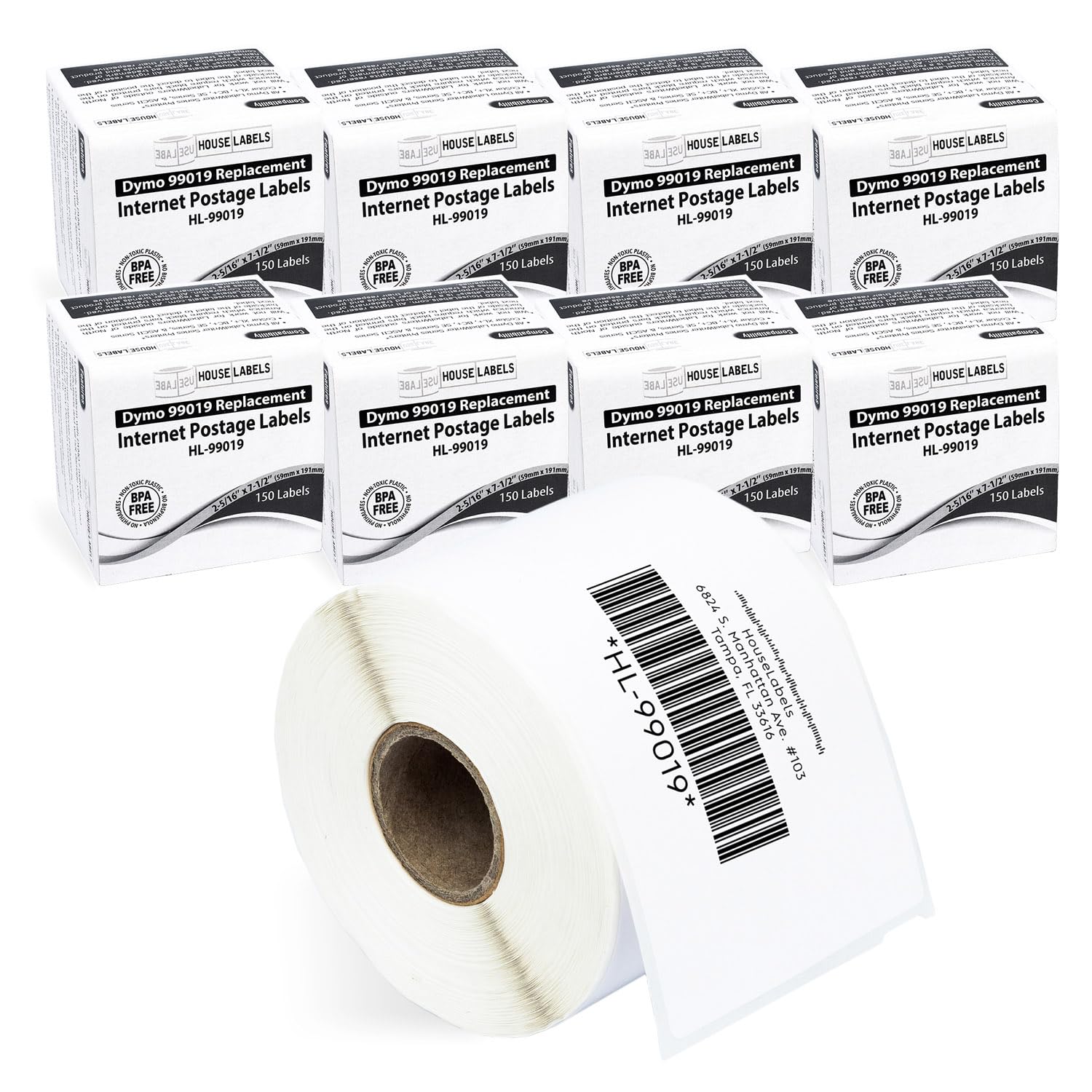 HOUSELABELS Compatible DYMO 99019 Internet Postage Labels (2-5/16" x 7-1/2"), Strong Permanent Adhesive, Compatible with DYMO LW 450, 4XL, Rollo &