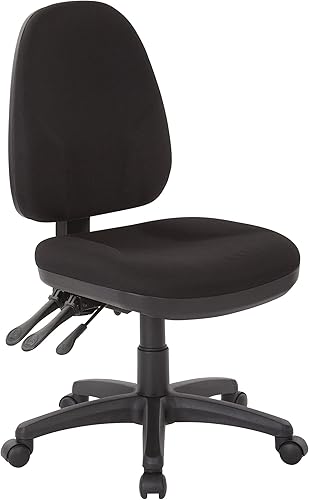 Miniatura 4 de Office Star Silla ergonómica de oficina de doble función con respaldo acolchado ajustable y soporte lumbar integrado, sin brazos, tela de vino de