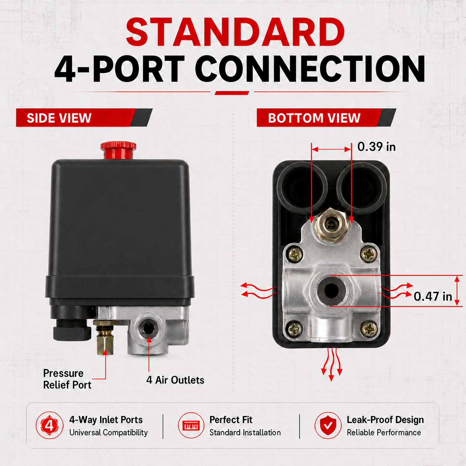 Central Pneumatic Pressure Switch - 90-120 PSI -3 Central Pneumatic Pressure Switch - 90-120 PSI -3