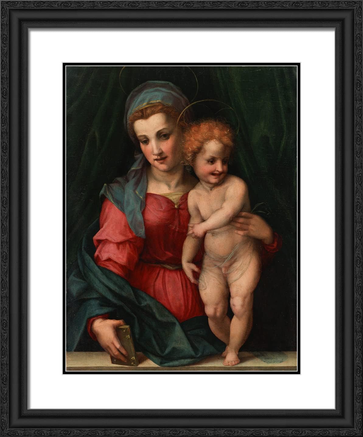 ArtDirect Del Sarto, Andrea 20x24 Black Ornate Framed Art Print with Double Matting Titled: The Madonna and Child