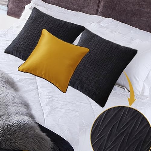 Miniatura 3 de King Protea Fundas de almohada de terciopelo arrugado con textura negra en relieve, súper suaves, decorativas, para cama, sofá, funda de almohada