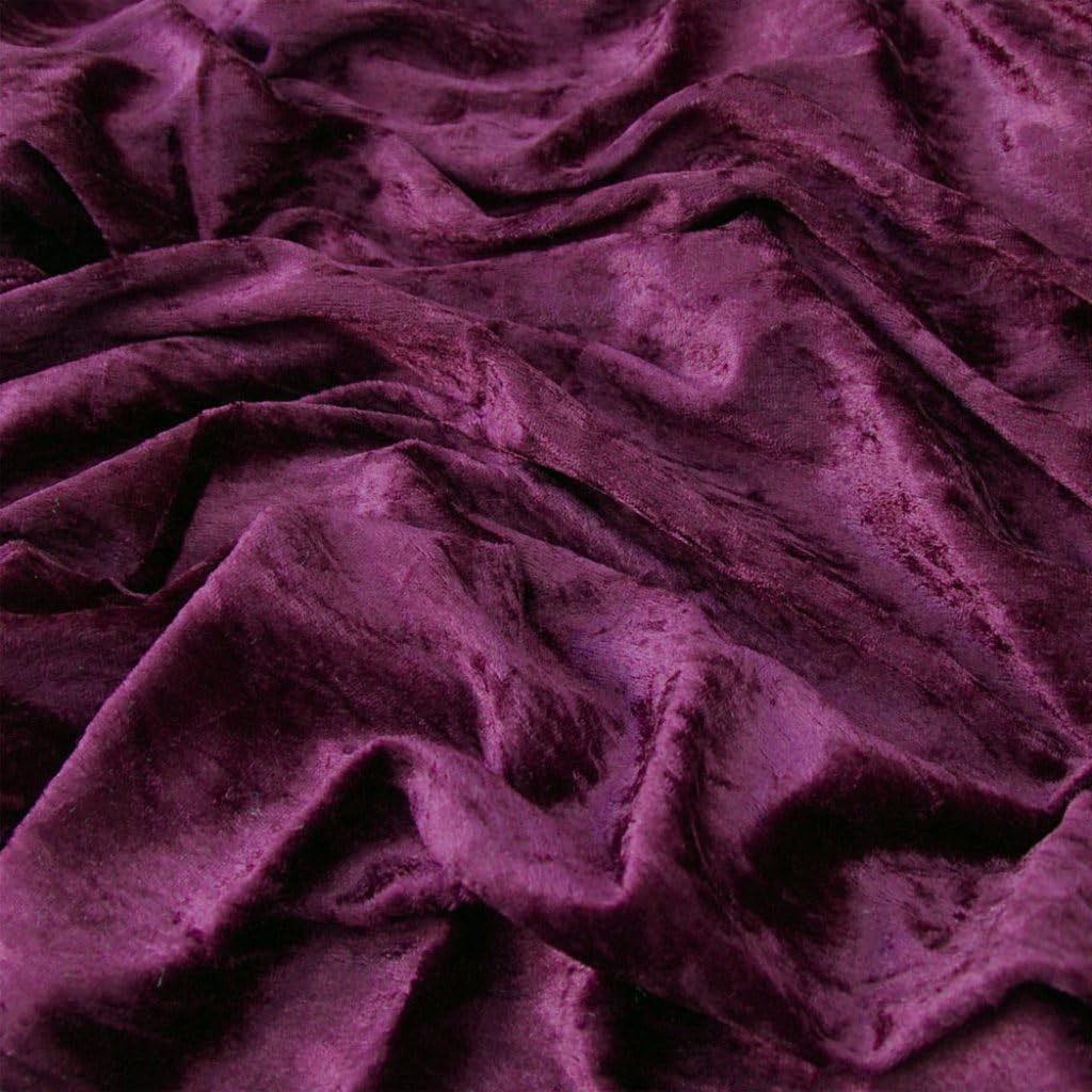 Crushed Velvet Fabric 59" Wide - Premium Velvet Material for Upholstery, Home Decor - Available in Gold, Black, Green, Blue, White, Red, Silver - Fabric by The Metre (Grape, 5m)