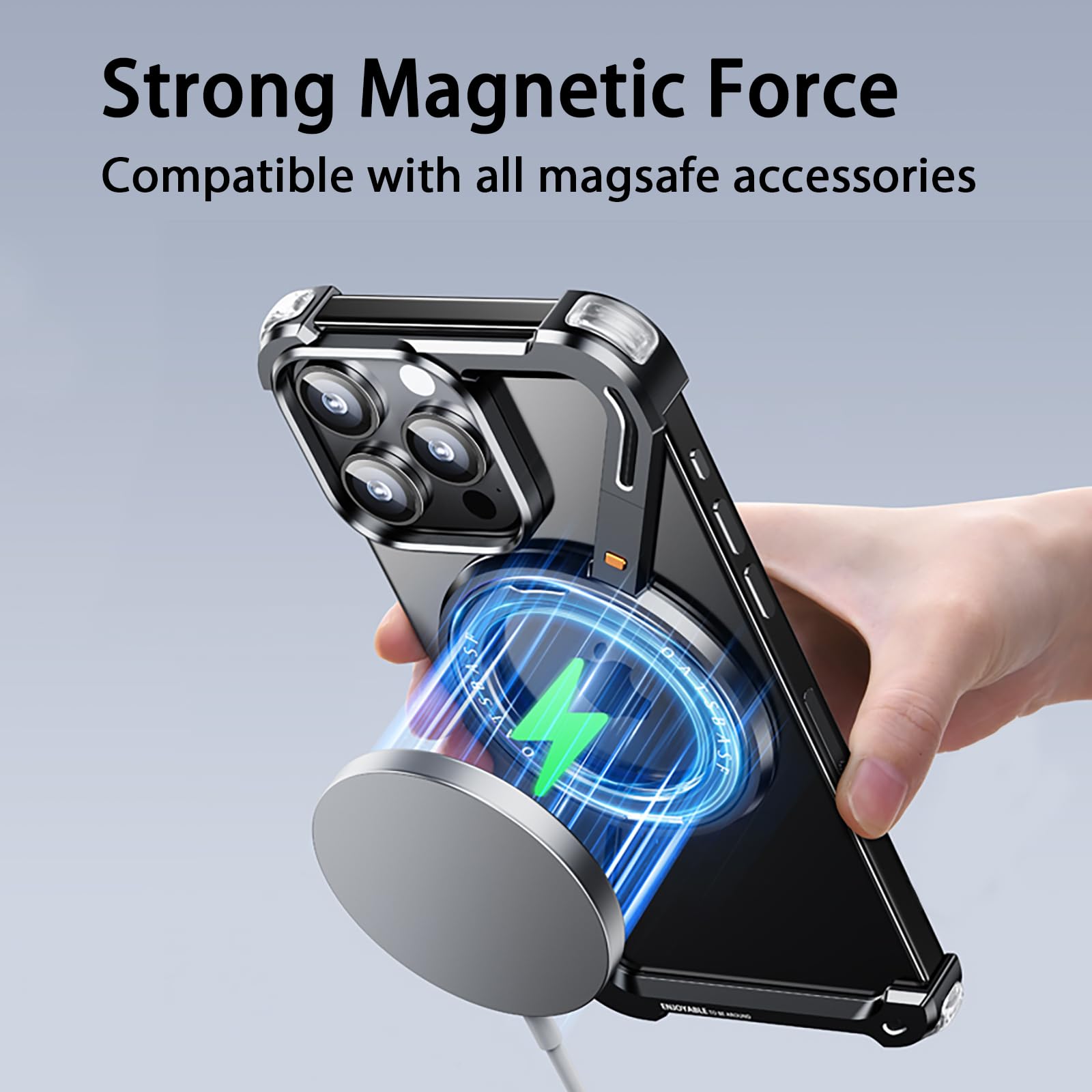Minimalist Z Case For IPhone 16 Pro Max/16 Pro, Compatible With MagSafe 360° Rotating Stand Aluminum Metal Frameless Drop-Proof Protective Slim Bumper Shell (Desert Titanium, 16 Pro Max - View #9