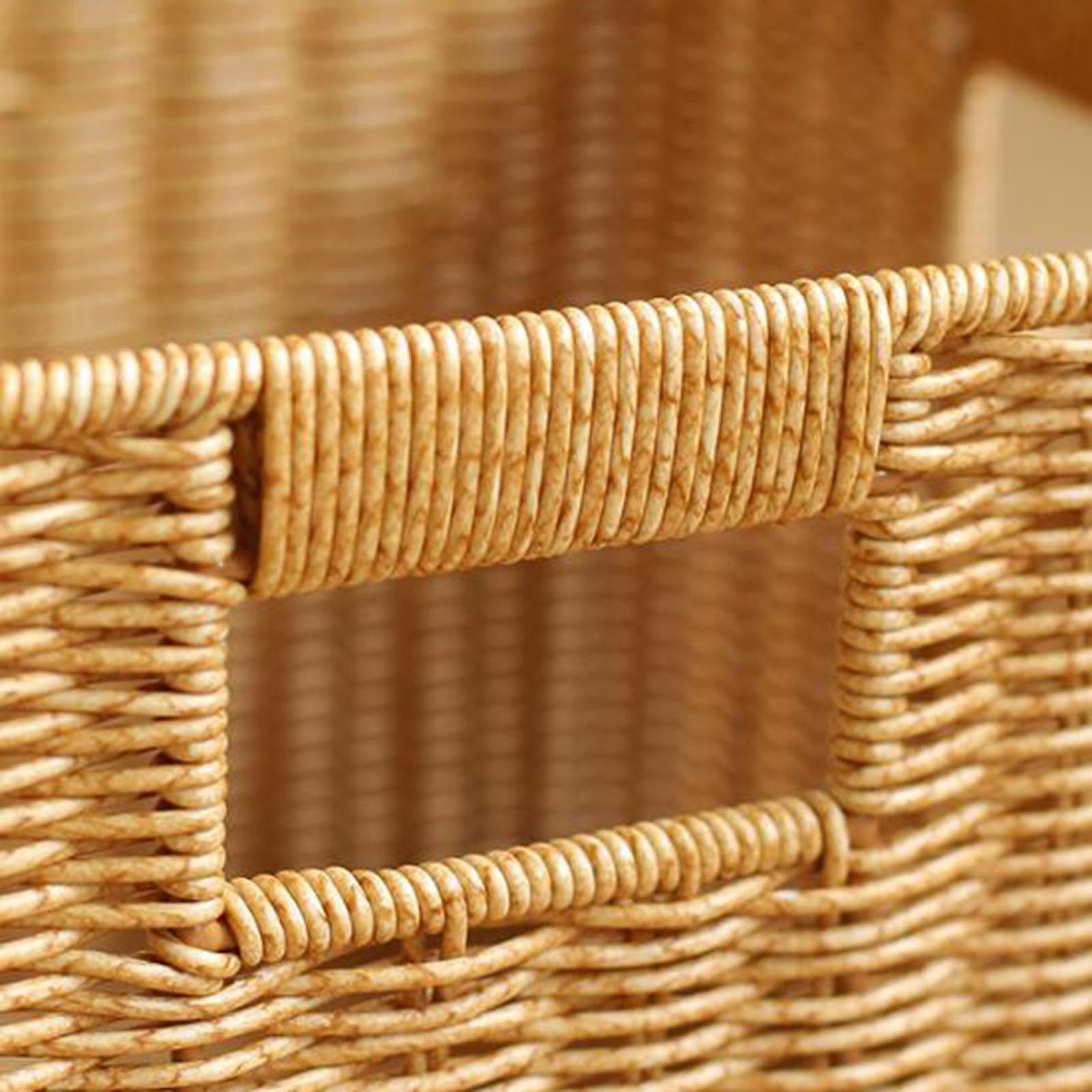 Cesta de Almacenamiento Tejida, cesto para Ropa, contenedor de Almacenamiento Plano portátil, organización del hogar para gabinetes, Cocina, Sala de, L