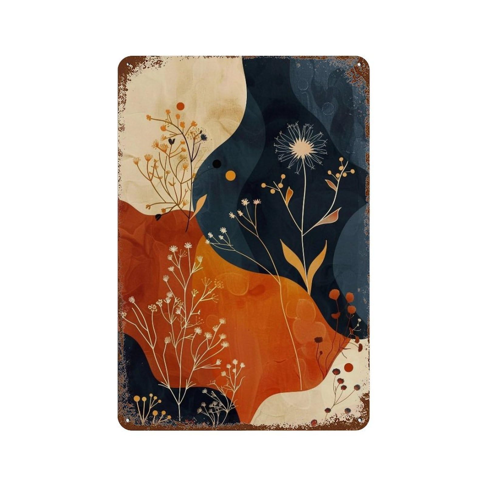 Wihyrtui Style Retro Soft Gradient Cosmic Wild Twig Pattern 03 Wall Retro Iron Metal Tin Sign Vintage Art Poster Modern Home Cofffee Club Art Bar Shop Decor 30X20cm