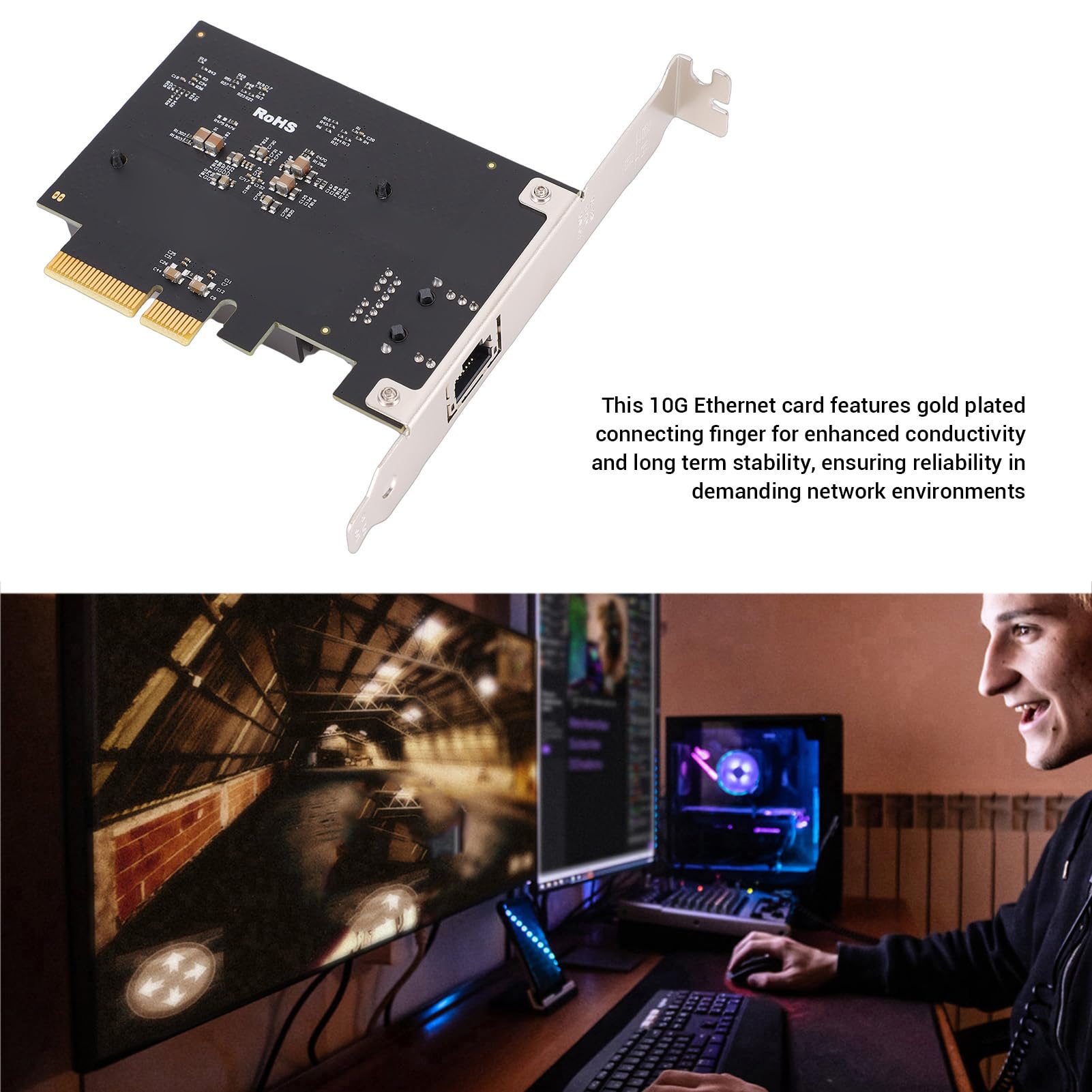 Generic Scheda Ethernet 10G Supporto di Rete Versatile per Server Desktop Router Software NAS, conduttività Migliorata, Plug and Play per Appassionati di Tecnologia, 1 Confezione