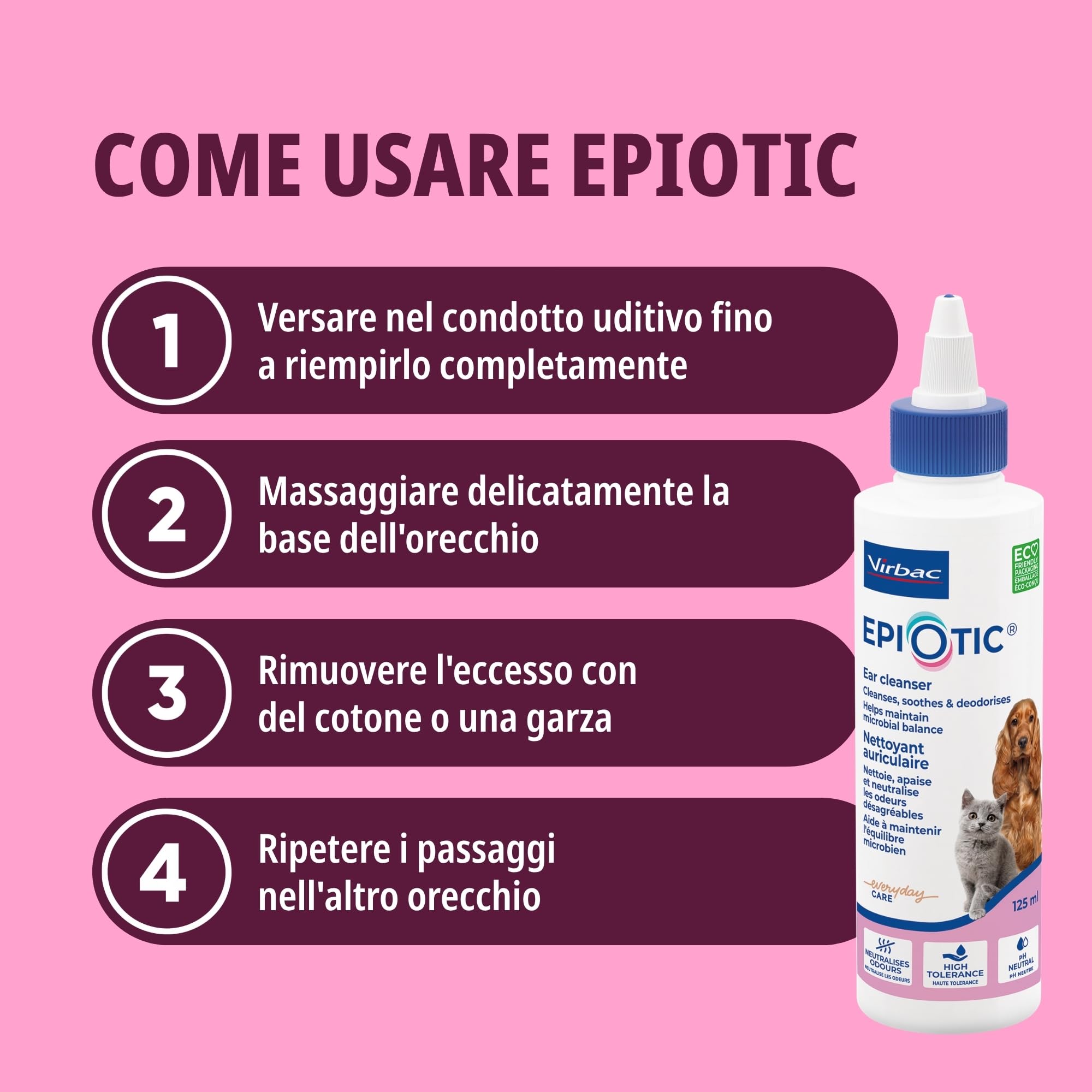 Virbac Epiotic - Detergente per orecchie, confezione doppia, 2 x 60 ml