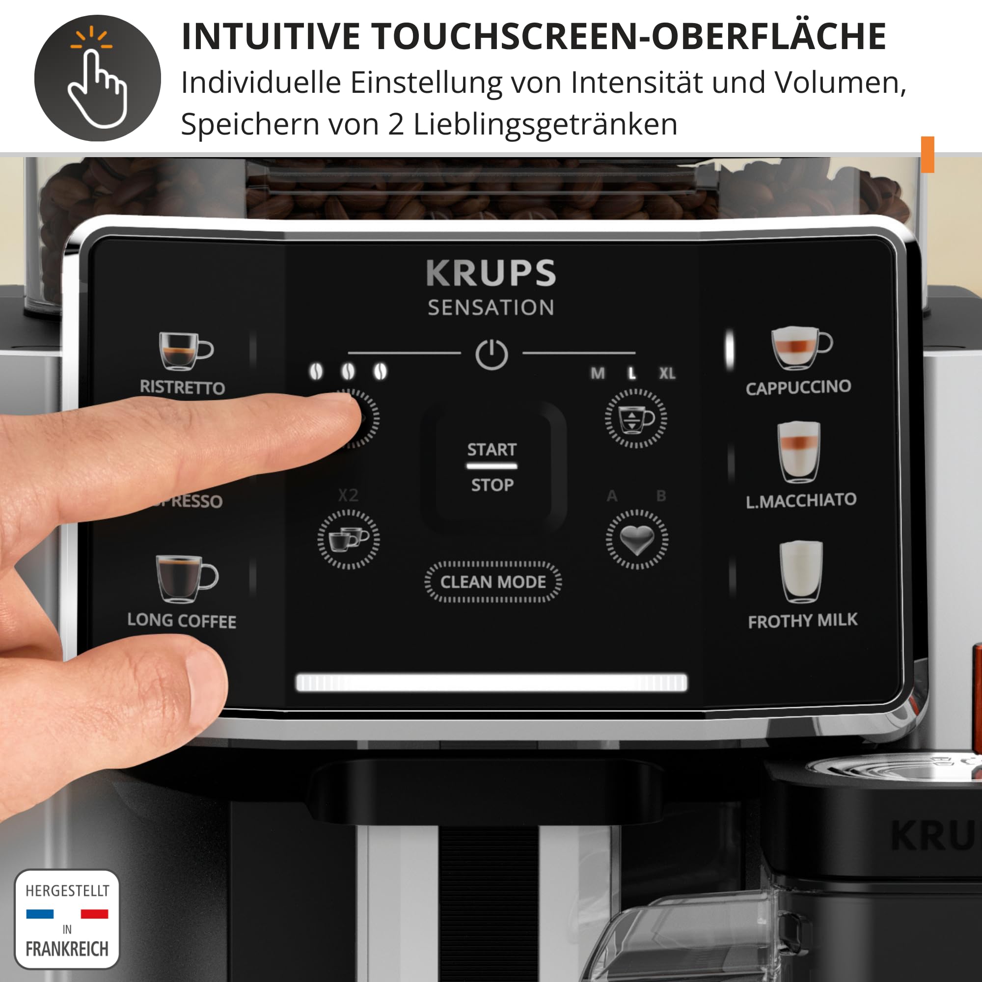 KRUPS Sensation Milk Kaffeevollautomat EA912E, 6 Kaffee & Milchgetränke, Milch Maestro Technologie