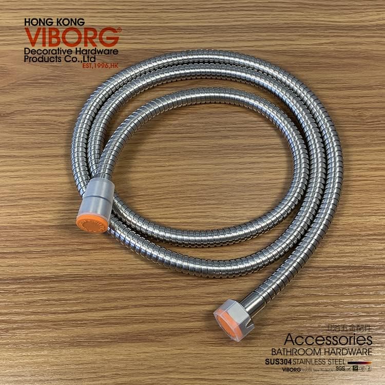 Miniatura 8 de VIBORG SUS304 Manguera de ducha flexible extra larga de acero inoxidable de 5.6 ft con arandelas integradas, cable de tubo de agua de ducha