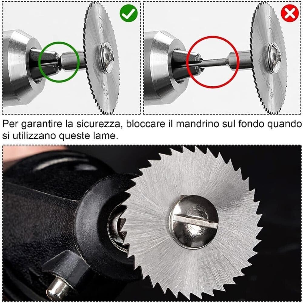 KIT 6 DISCHI PER MINITRAPANO MANDRINO DISCO LAMA Circolare Taglia Legno 85079465 - Foto 5