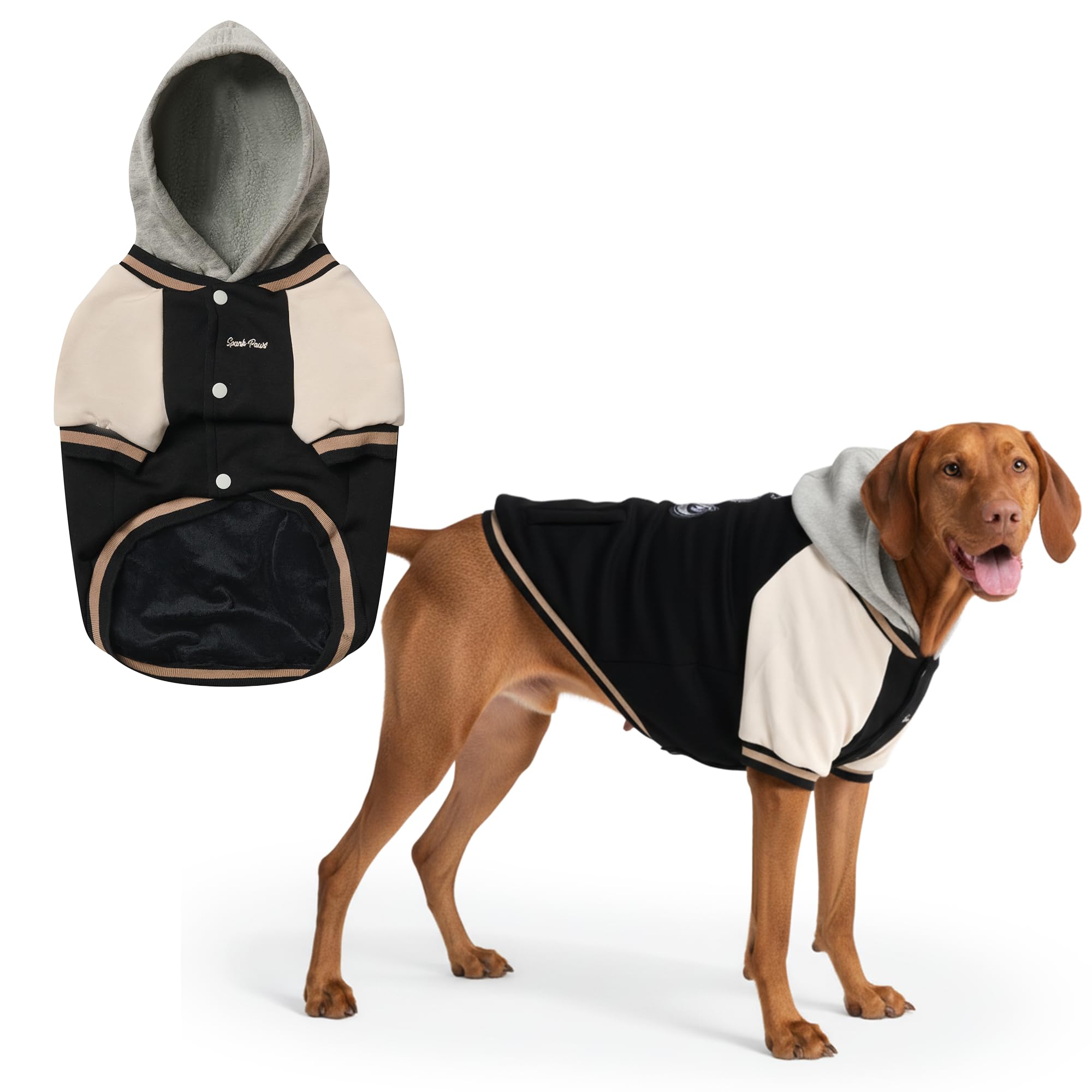Spark Paws Varsity Dog Jacket - Dog Hoodie Winter Coat for Small Large Dogs