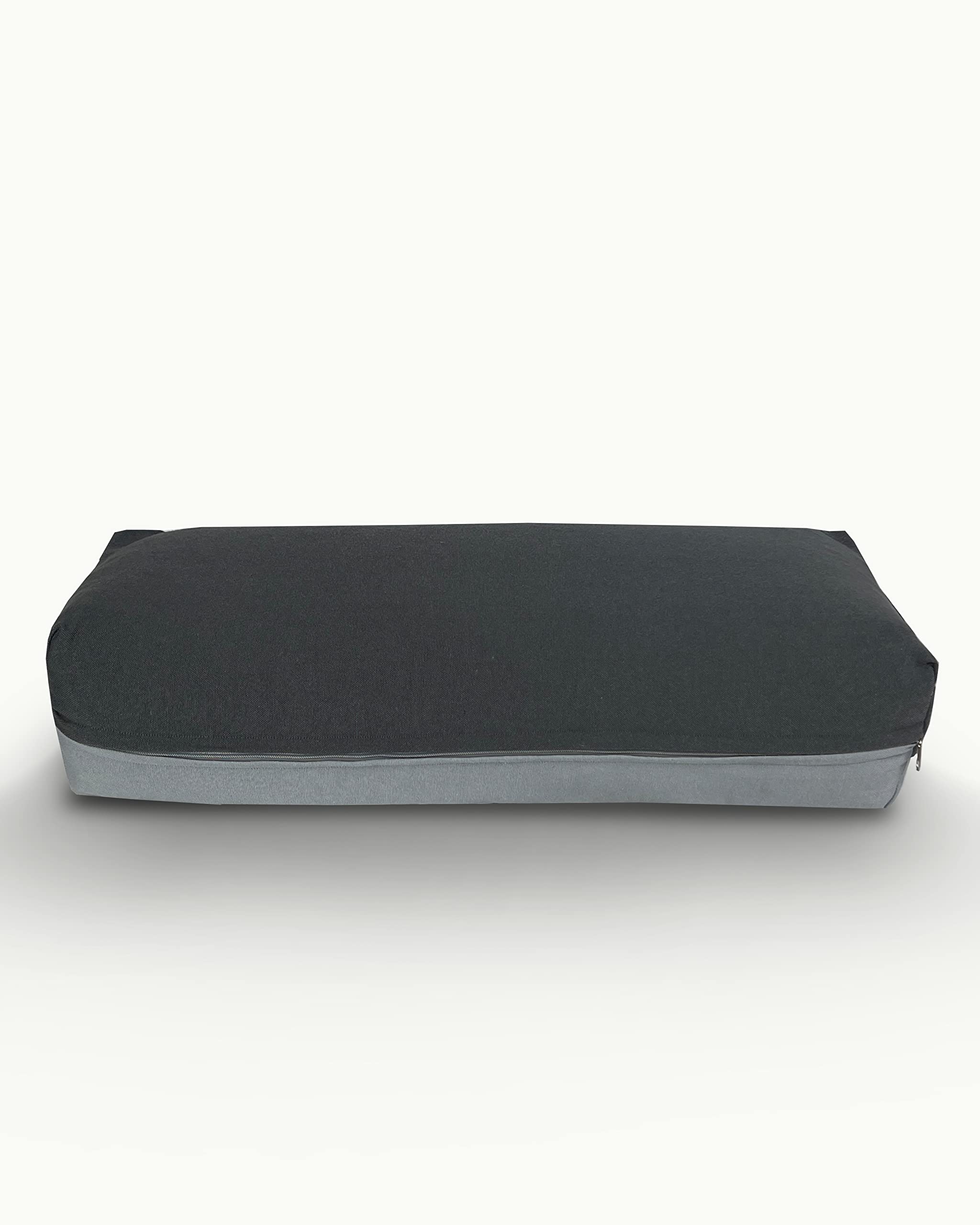 Yoga Bolster rechteckig aus Baumwolle, waschbarer Bezug, Yogakissen für Yin Yoga, Pilates oder Rückenübungen