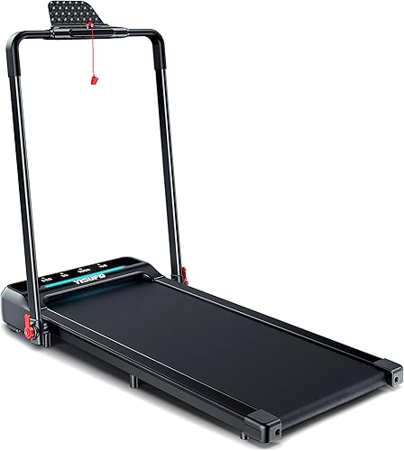 YISUFO Cintas de correr plegables, cinta de correr 2 en 1 para debajo del escritorio, almohadilla para caminar de 2.5 HP, máquina de correr para