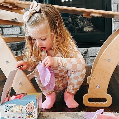 Miniatura 7 de Simply Kids Calcetines tobilleros antideslizantes para bebé (9 pares), agarre superior, algodón suave, para niñas y niños activos (de 0 a 7 años)