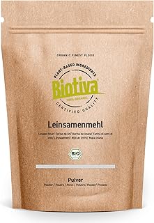 Leinsamenmehl Bio 1kg - Flachspflanze - Low Carb Mehl - glutenfrei sojafrei laktosefrei - Premium Bio- Qualität - zertifiziert und kontrolliert in Deutschland - Biotiva