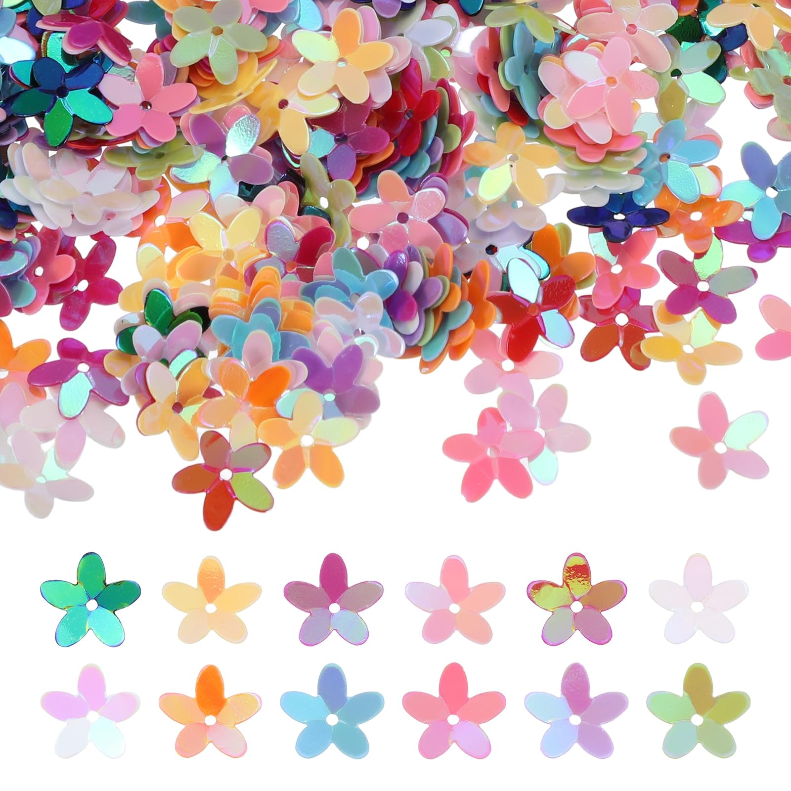 sourcing map 50 Gram Flower Loose Sequins 10mm Multicolor — image 1