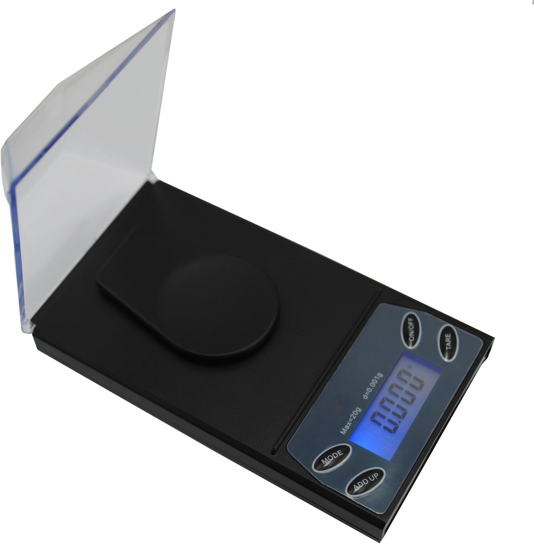 Hoosiwee Precision Digital Pocket Scales, 20 g 0.001 g Weight Precision Scales, Gold Scales, Mini Lab Weight Scales, with Tare Function, Calibration Weights