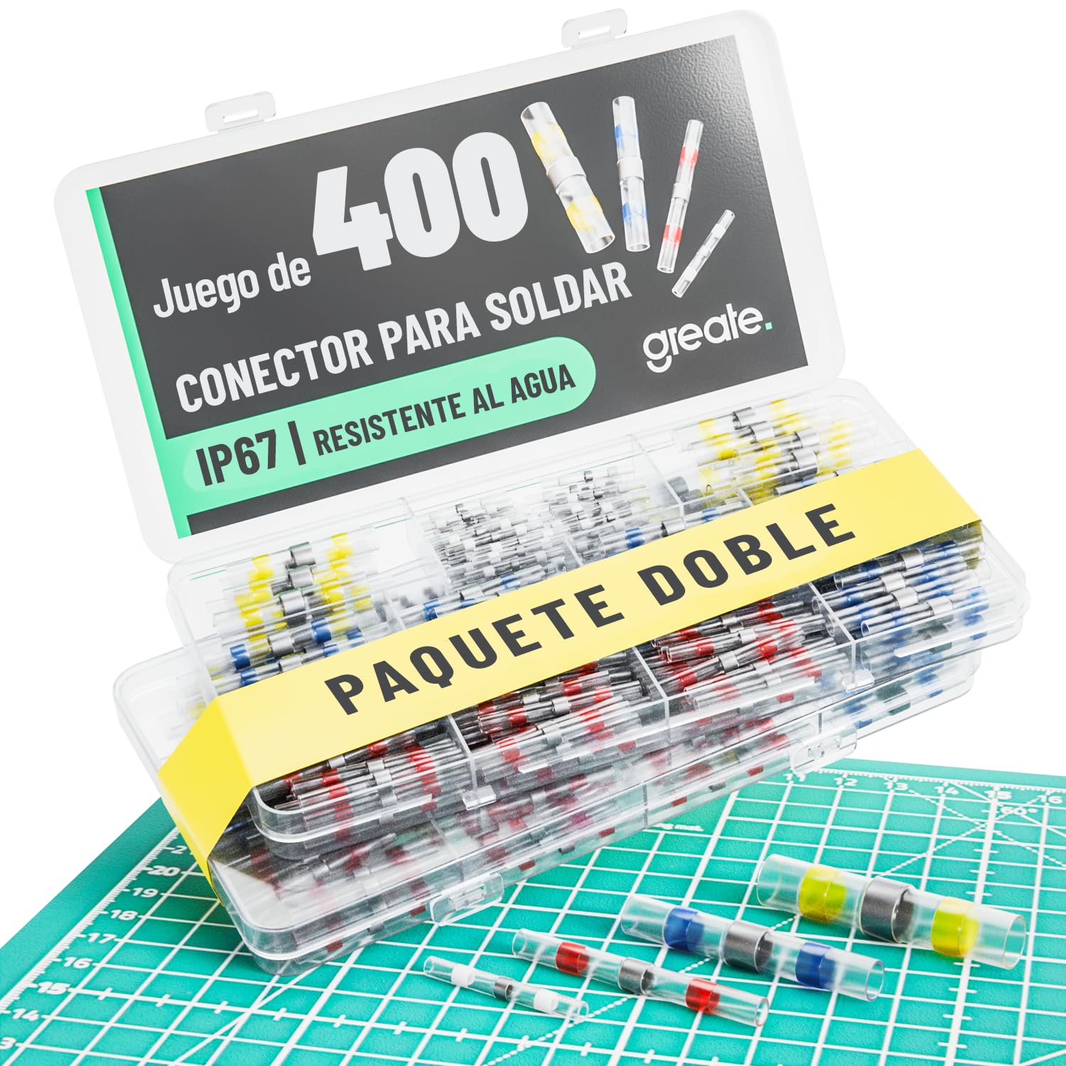 Set de 400 conectores termoretractiles greate con tubos impermeables para empalme de cables 8
