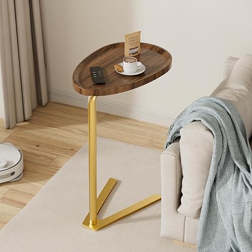 Nueva mesa auxiliar en forma de C, pestaña lateral estrecha para espacios pequeños, perfecta para forables, bandeja de TV, sofá y cama, interior, disponible en Yaxa Colombia