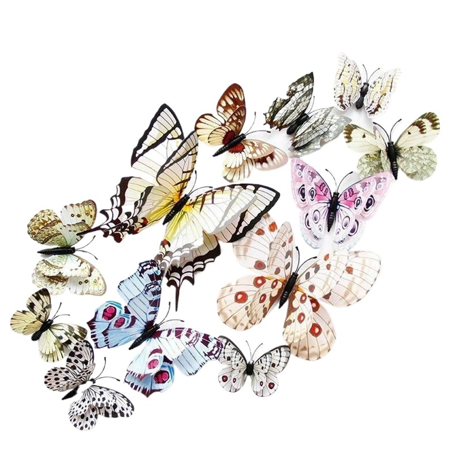 12Pcs 3D Butterfly Wall Sticker Double Layer Hollow For Wedding Decoration Living Room Window Home Decor Fridge Stickers(Color8)