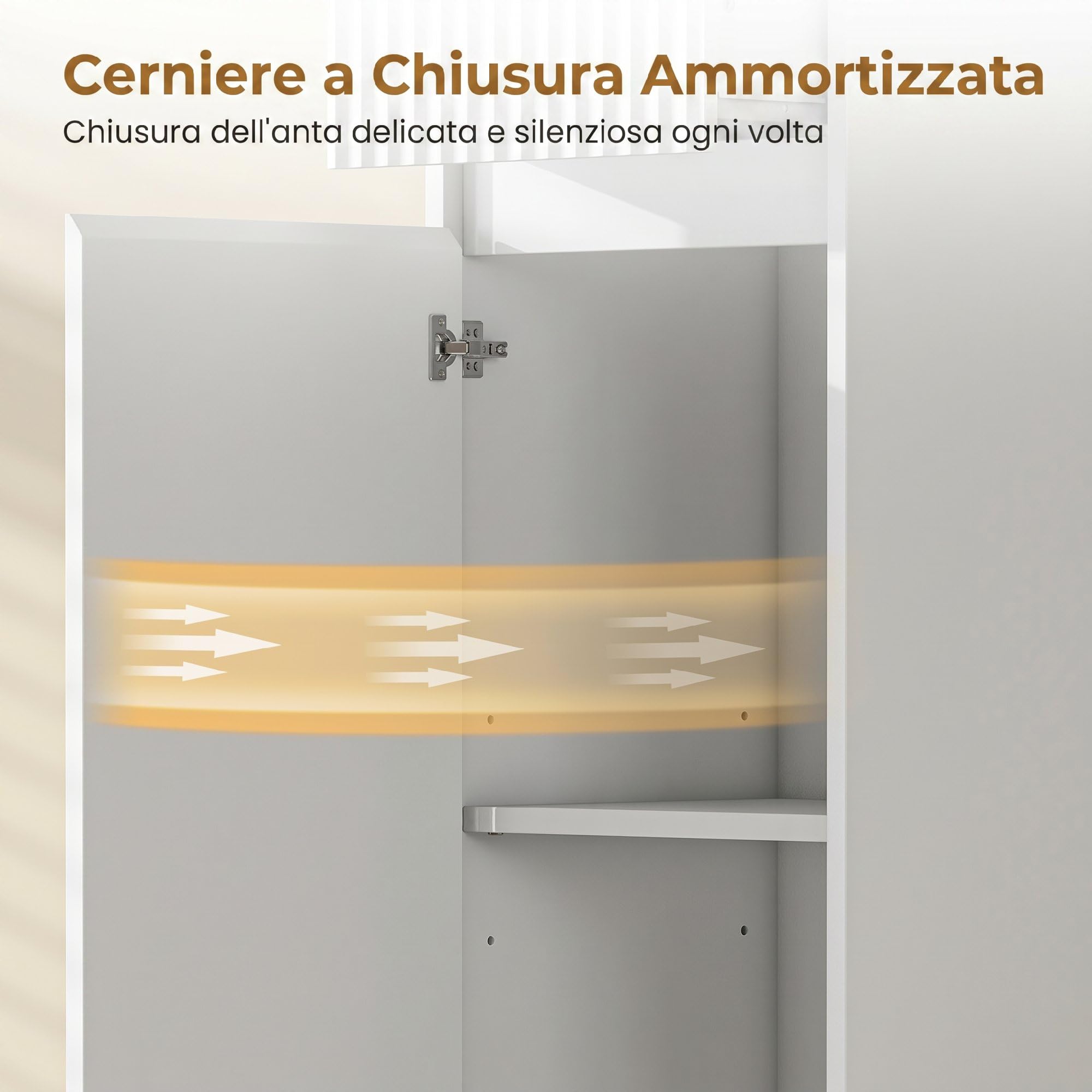 HOMCOM Mobile Bagno Alto 172cm, Armadio con Cassetto 33x30x172 cm Bianco | Mobiletto Bagno Salvaspazio, Ripiano Regolabile, Ante Soft Close, Scomparto Aperto, per Lavanderia