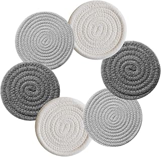 MOLEDINO 6 Untersetzer Rund 11 cm - 2X Weiß, 2X Dunkelgrau, 2X Hellgrau