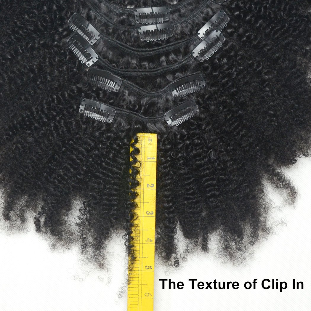 Luwigs Afro Kinky Curly 4B 4C Clip in Hair Extensions for African American Women Real Brazilian Virgin Human Hair Clip Ins Natural Color 7pcs/set (20 Inch, Afro Kinky Curly)