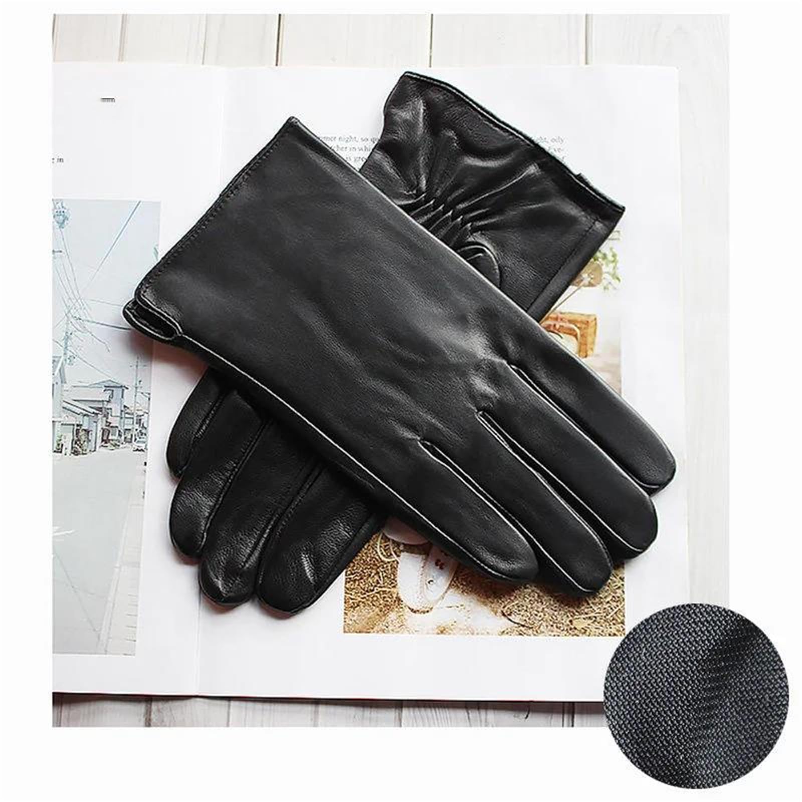 Herren-Handschuhe aus echtem Schaffell, dünne Rayon-gefütterte Touchscreen-Handschuhe, Sommer, Outdoor, Fahrrad-Handschuhe