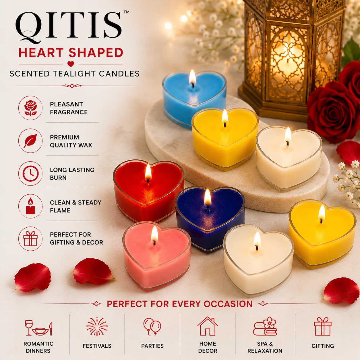Heart Candles - Multicolor Tealights for Home Decor -2 Heart Candles - Multicolor Tealights for Home Decor -2
