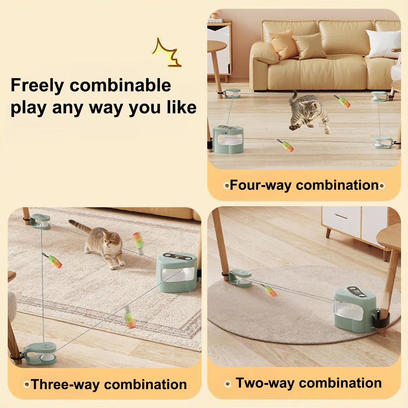 Juguete Interactivo de persecución para Gatos, Juguete eléctrico Interactivo para Gatos con Control Remoto, 2 Modos de fijación y 4 velocidades, para Que Gatitos y Cachorros aburridos jueguen