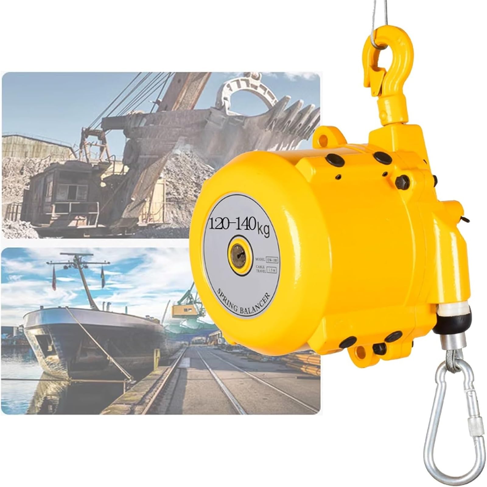 HYQOUKLR Telescopic Spring Balancer, Spring Balancer Aluminum Retractable 1.5m Wire Rope Adjustable Tension 3-200kg(140kg)