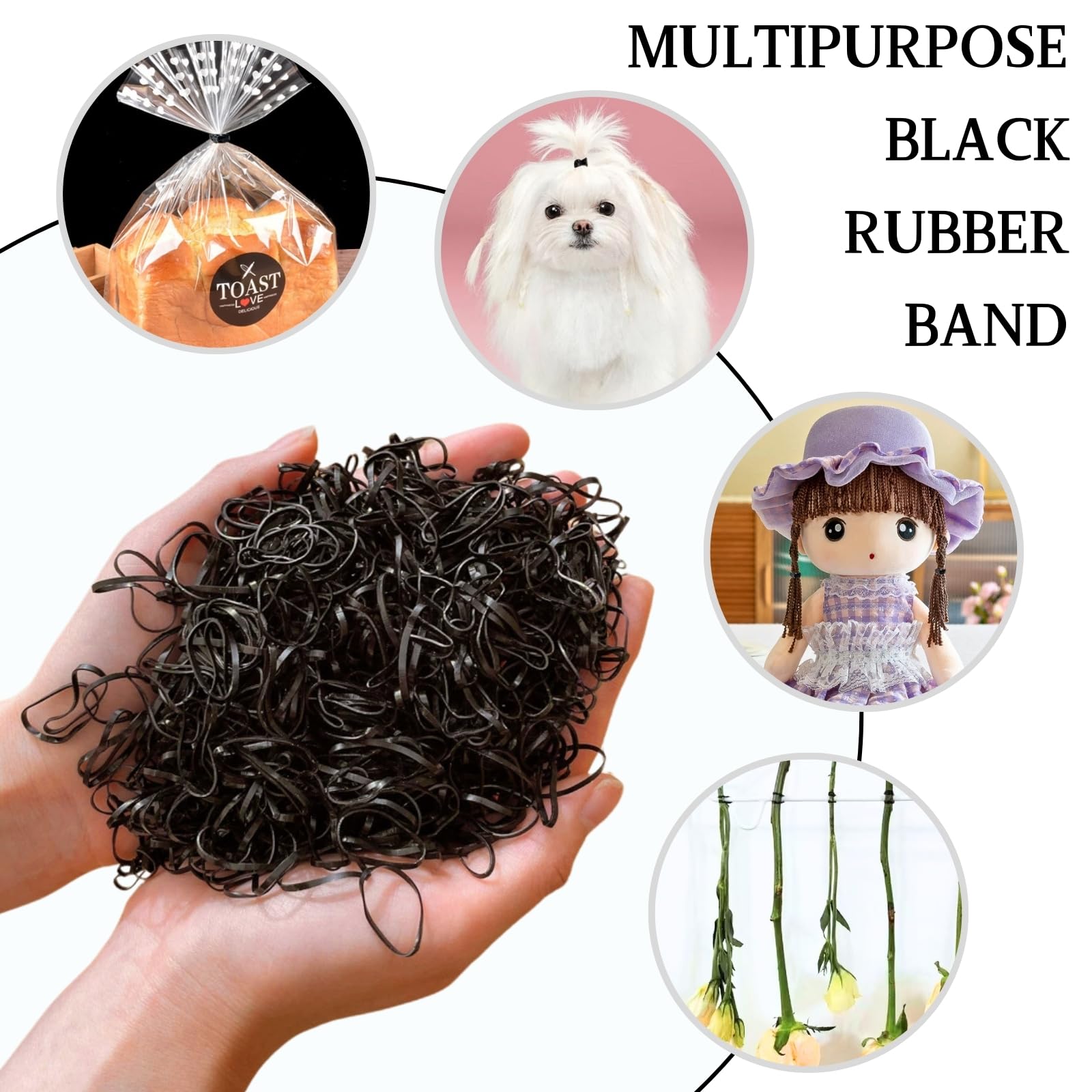 KEYRI 3000 Pièces Mini Chouchous Petit Elastique Bandes de Caoutchouc Élastique Soft Elastic Bands Noir Fille Bandes de Tressagepour les Cheveux des Enfant Accessoire en Caoutchouc (Noir)