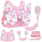 Accmor Toddler Harness Leash, 3 in 1 Cute Butterfly Kids Leash + Anti Lost Wrist Link for Outdoor Travel, Adorable Child Walking Harness Wristband Assistant Strap Belt Protector for Baby Girls (Pink)
