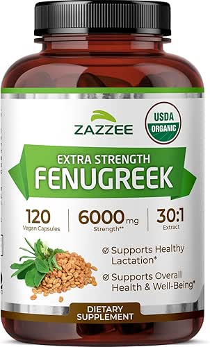 Zazzee USDA Organic Fenugreek 30:1 Extract, 6000 mg Strength, 120