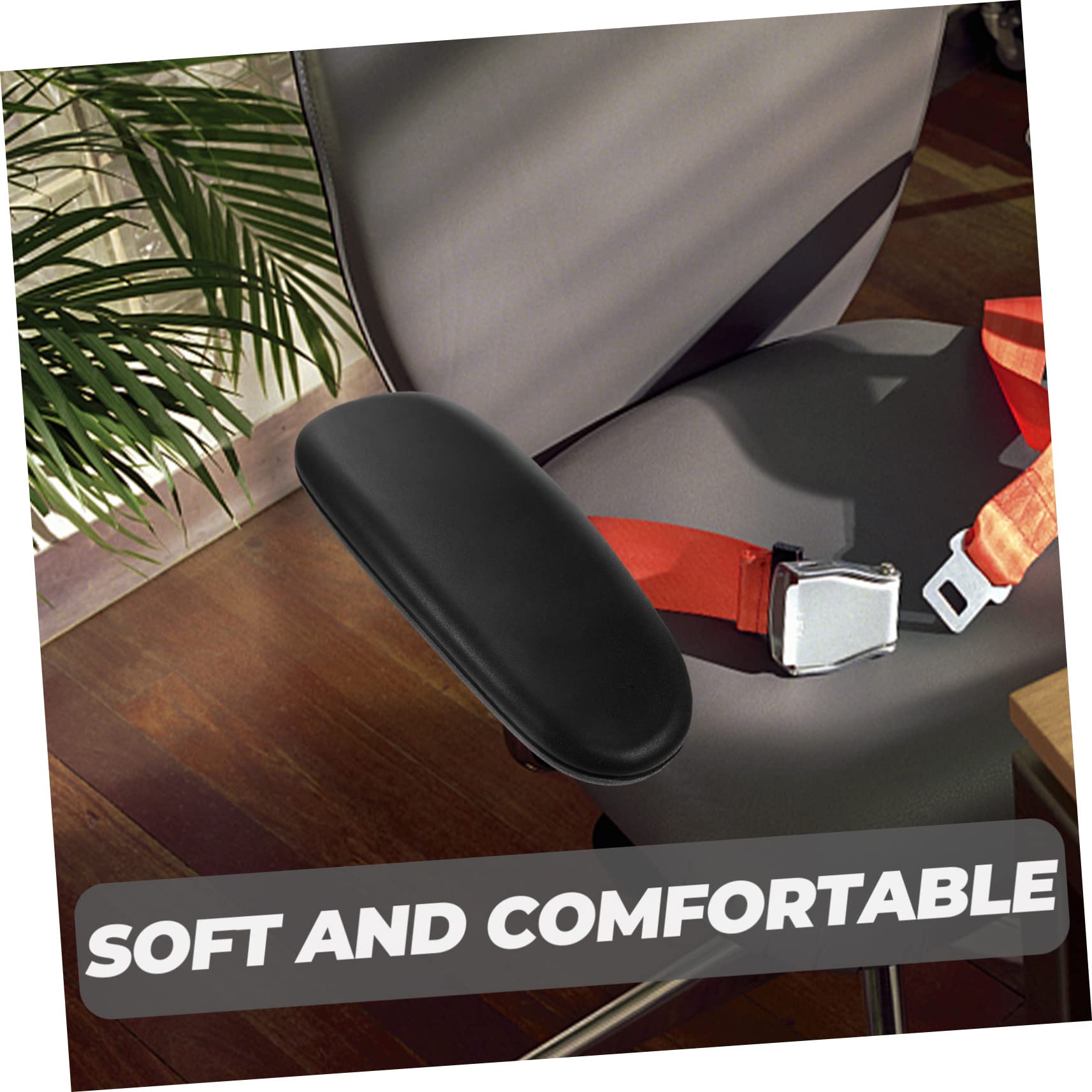 PLAFOPE Cuscini per Braccioli in Pu Nero per Sedie da Ufficio da Gaming Comfort e Antiscivolo per Adulti e Persone Infortunate