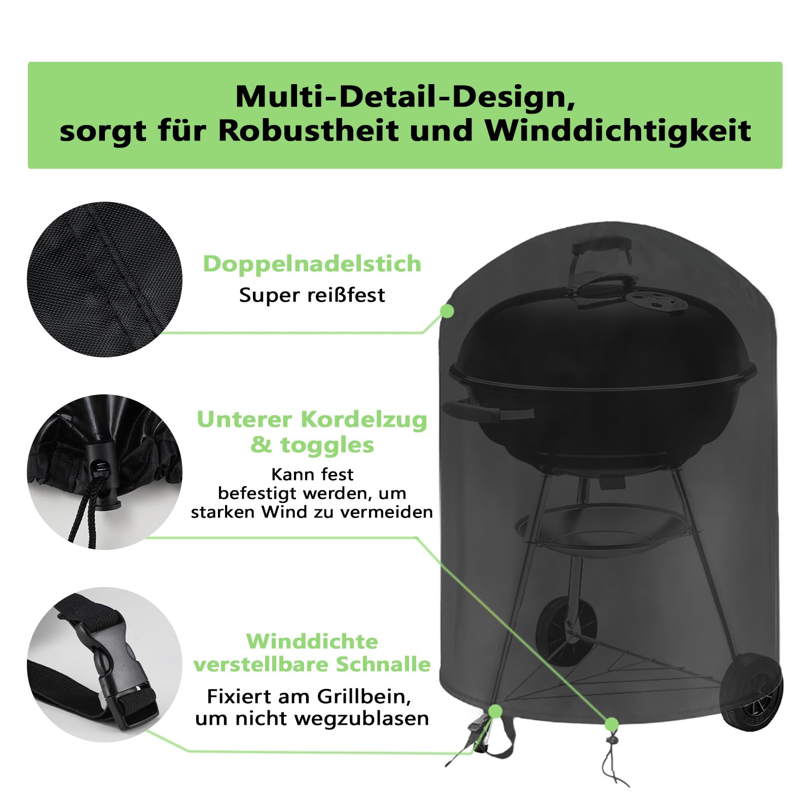 Copertura per Weber Barbecue 57cm, Telo Impermeabile da Esterno in Oxford 420D Resistente alle Intemperie, Accessori (Φ71x68 cm)
