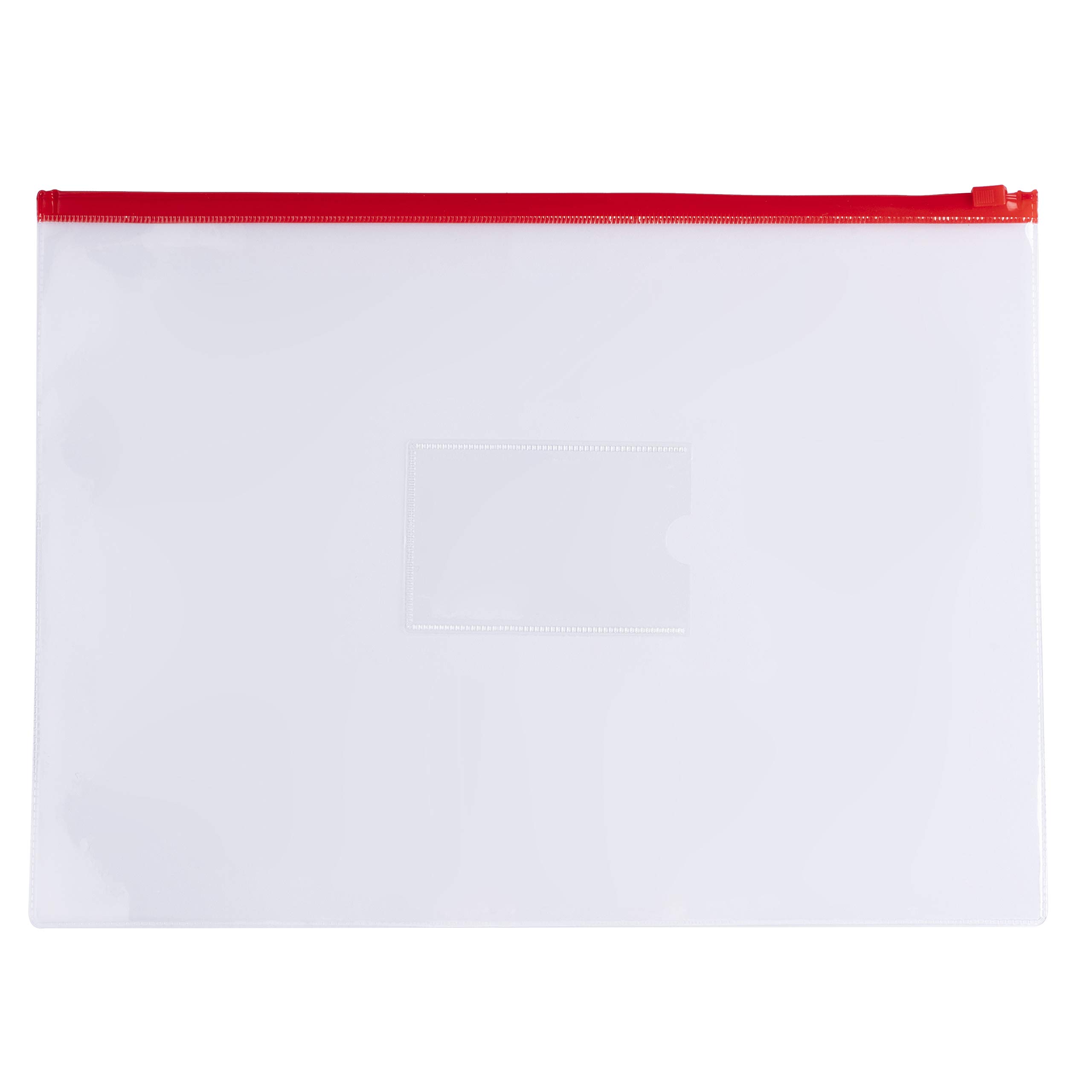 Pack of 12 A4 Clear Zippy Bags with Red Zip