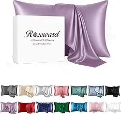 Fronha 100% seda amoreira para cabelo e pele feita nos EUA, Pure 22 Momme Silk, fronha para acne com zíper, seda pura, hipoalergênica, refrescante, antirrugas, 1 peça 51 x 66 cm (padrão, roxo)