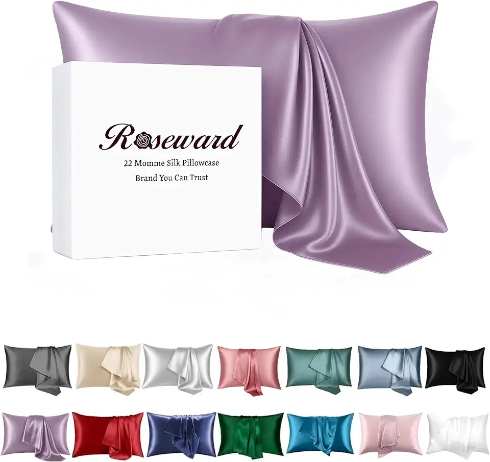 Fronha 100% seda amoreira para cabelo e pele feita nos EUA, Pure 22 Momme Silk, fronha para acne com zíper, seda pura, hipoalergênica, refrescante, antirrugas, 1 peça 51 x 66 cm (padrão, roxo)