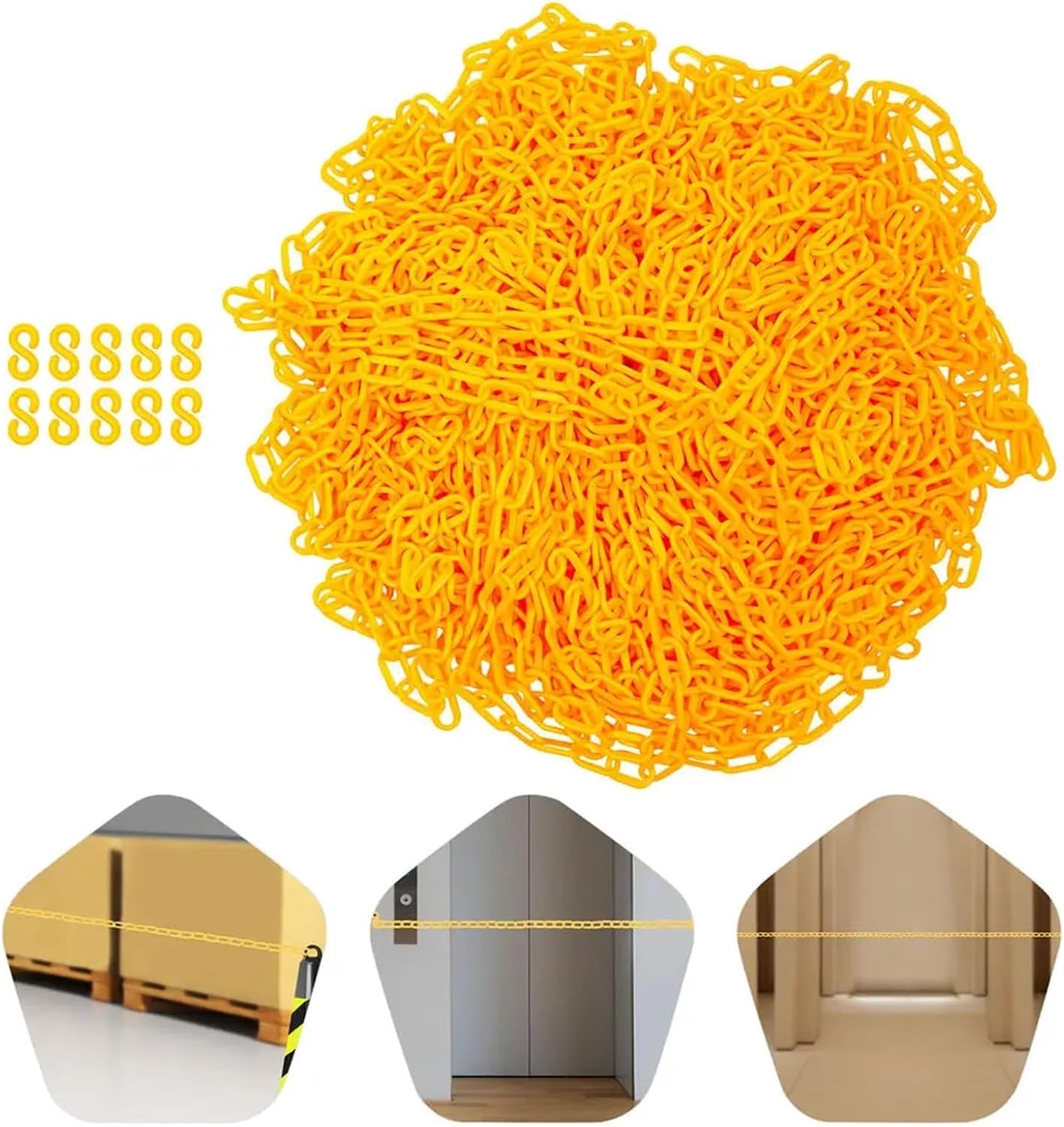 Barrier Chain 200ft Plastic Barrier Chain Yellow Chain Safety Chain Barrier for Crowd Control for Construction
